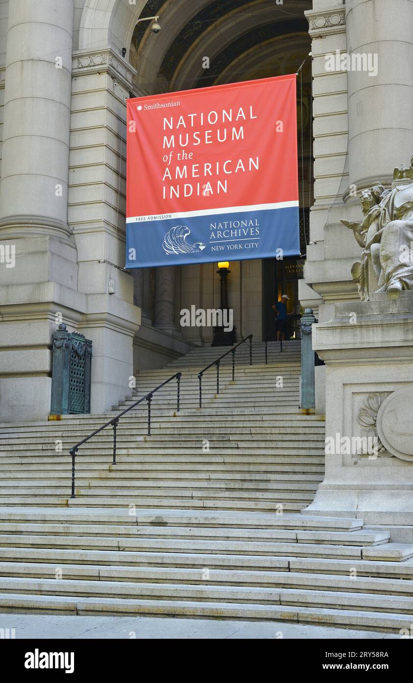 Das Äußere des Nationalen Museum der Amerikanischen Indianer, Downtown New York, New York City, USA Stockfoto