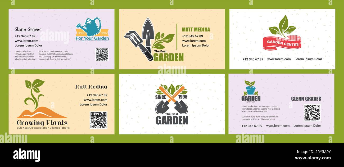 Horizontales Branding-Set für Gartenarbeiten Stock Vektor