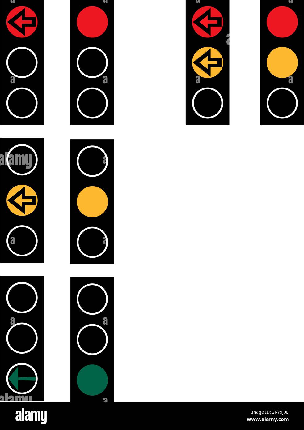 Standard, Pfeil Rot: Stopp, Ampelsignale, Straßenschilder in Schweden Stock Vektor
