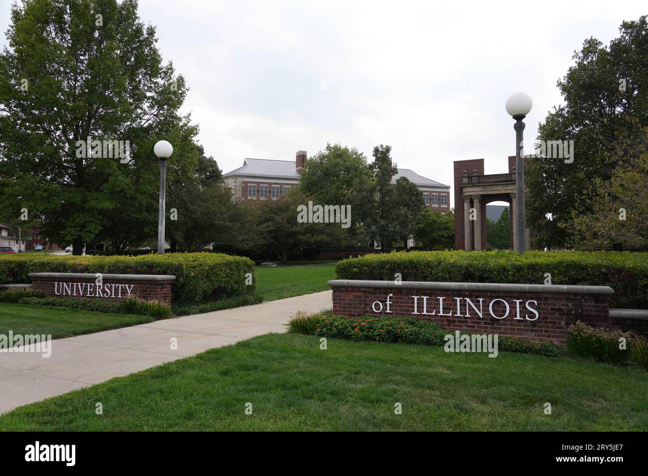 Ein Schild auf dem Campus der University of Illinois Urbana-Champaign, Donnerstag, 21. September 2023, in Champaign, Abb. Stockfoto