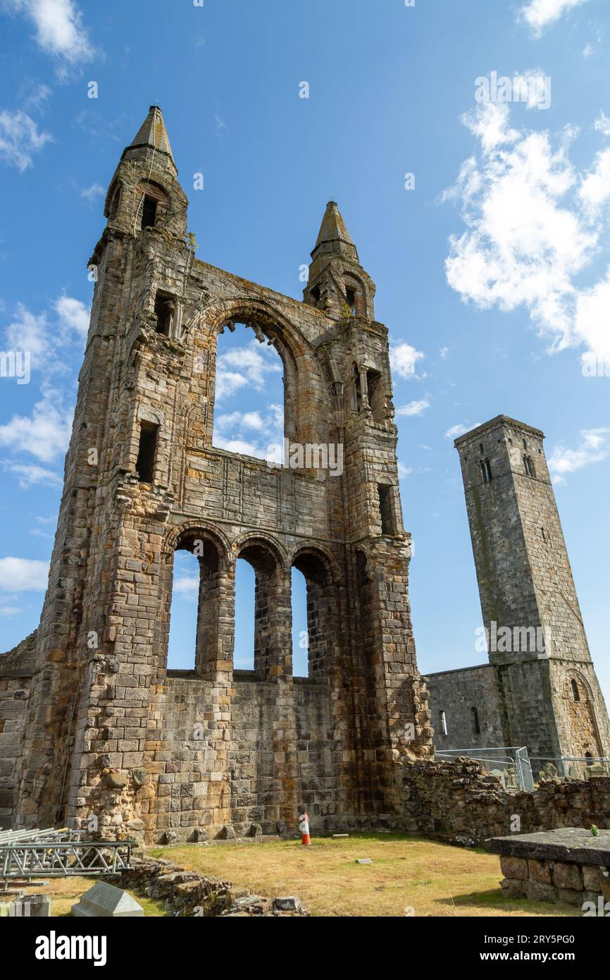 St. Andrews Cathedral und St. Rule's Tower, Fife, Schottland Stockfoto