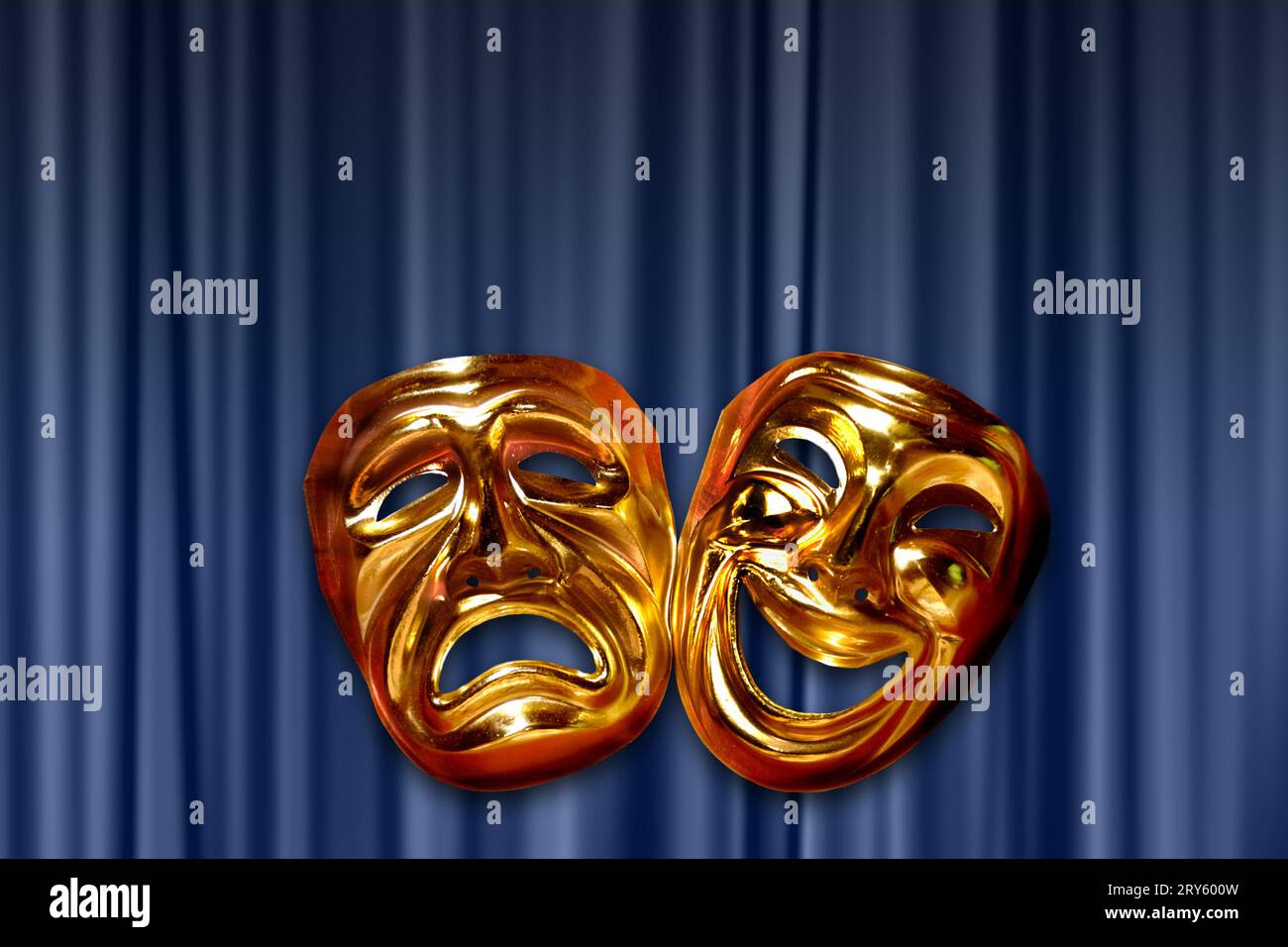 Theatermasken aus Komödie und Tragödie Stockfoto