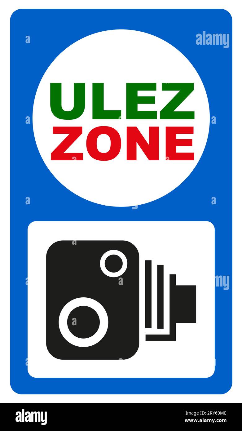 ULEZ Sign – die Ultra Low Emission Zone (ULEZ) ist eine Umweltinitiative, die in bestimmten Städten umgesetzt wird – Vector Illustration Stock Vektor