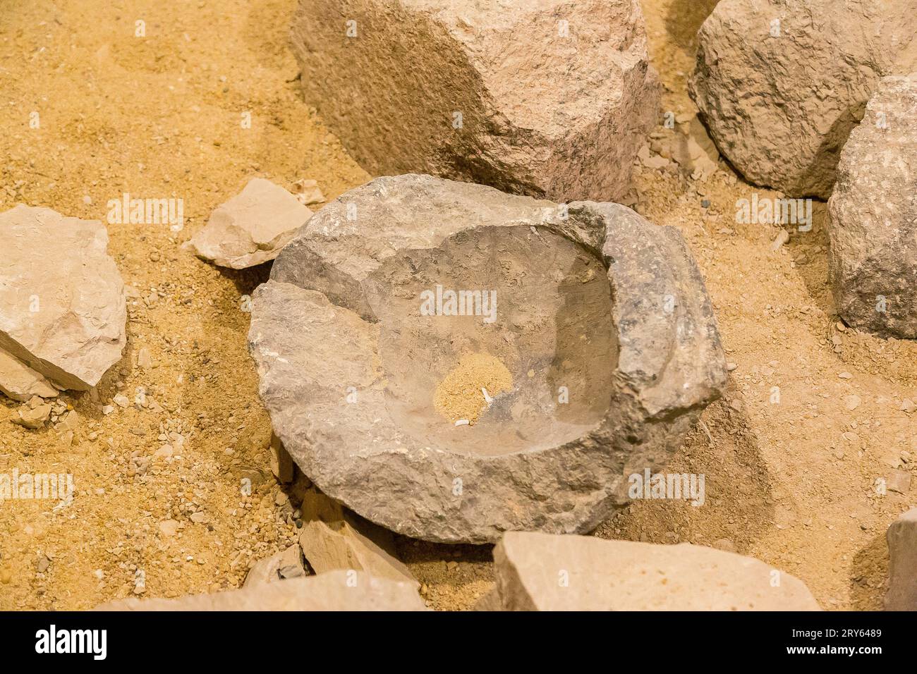 Ägypten, Sakkara, Djoser-Pyramide, Nordgrab, Steinfragment. Stockfoto
