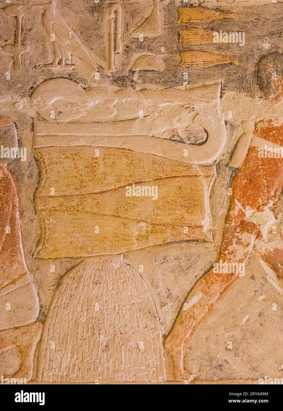 Ägypten, Sakkara, Grab von Mehu, Angeln in einer Trichterfalle. Stockfoto