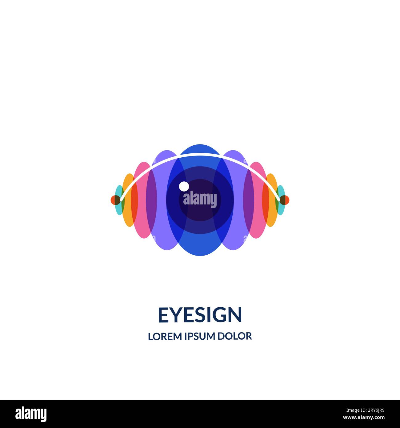 Eye Vision mehrfarbige Logo- oder Emblem-Design-Vorlage. Abstrakte bunte ovale Kreis menschliche Augen Vektor-Illustration. Konzept für die Ophthalmologie, OP Stock Vektor