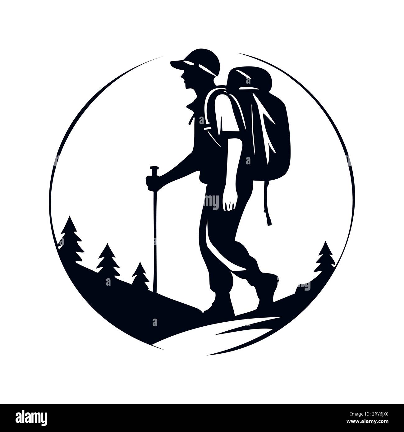 Logo für das Outdoor-Abenteuer „Wandern“, Vorlage für „Wander Vector“ Stock Vektor