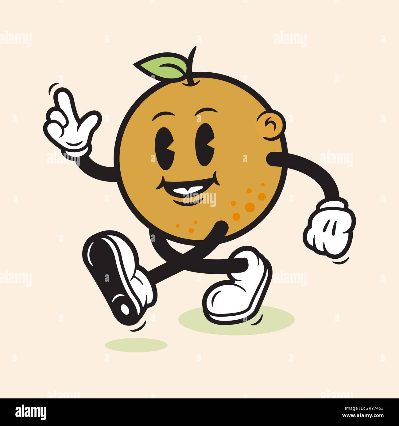 Lustige Retro-Zitronen-Cartoon-Figur Zitronen-Maskottchen-Cartoon Niedliche Lustige Frucht-Figur Stock Vektor