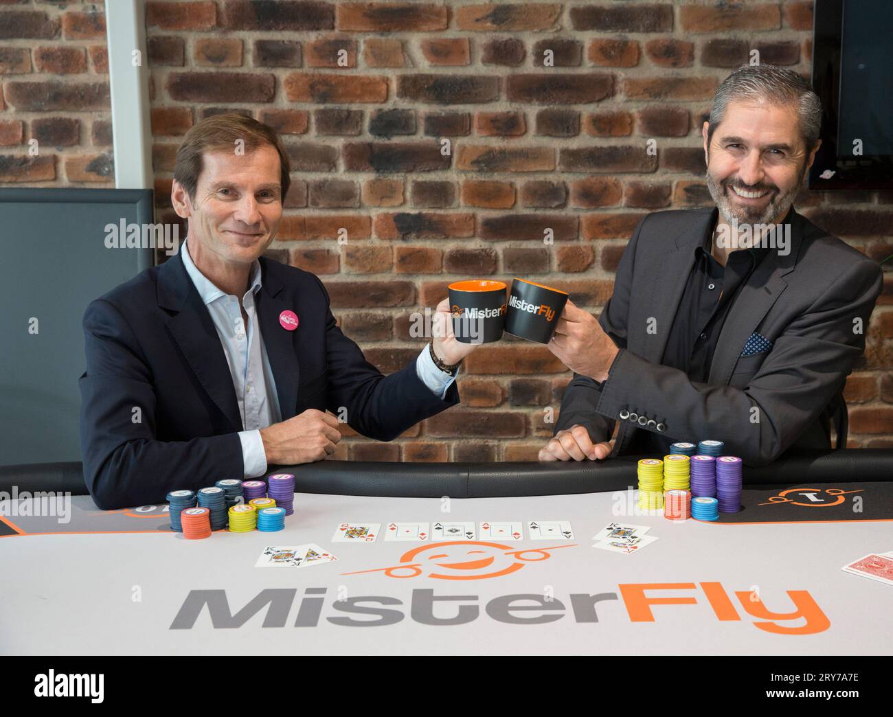 NICOLAS BRUMELOT UND CARLOS DA SILVA MISTER FLY VORSITZENDE Stockfoto