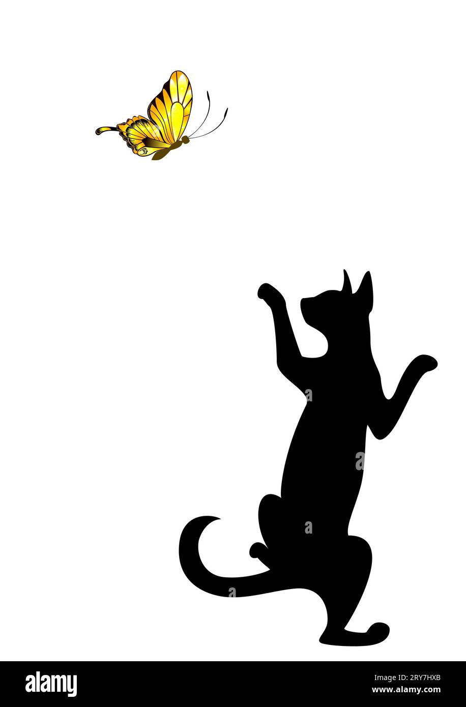 Katze mit Schmetterling Stockfoto
