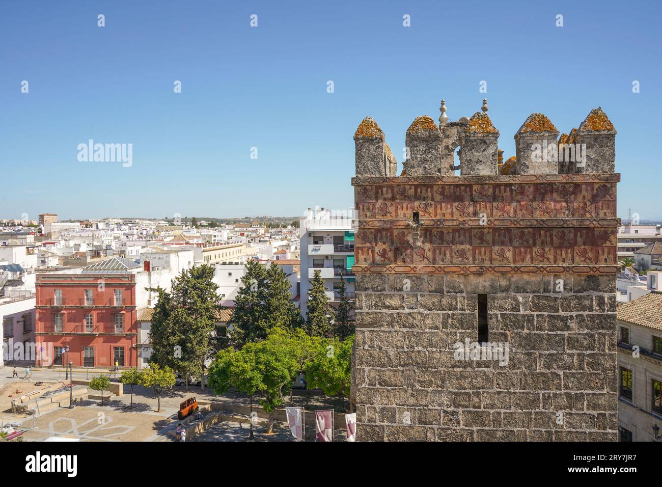 Turm der Burg von San Marcos, Turm, El Puerto de Santa María, Festung aus dem 13. Jahrhundert, Cadiz, Andalusien, Spanien. Stockfoto