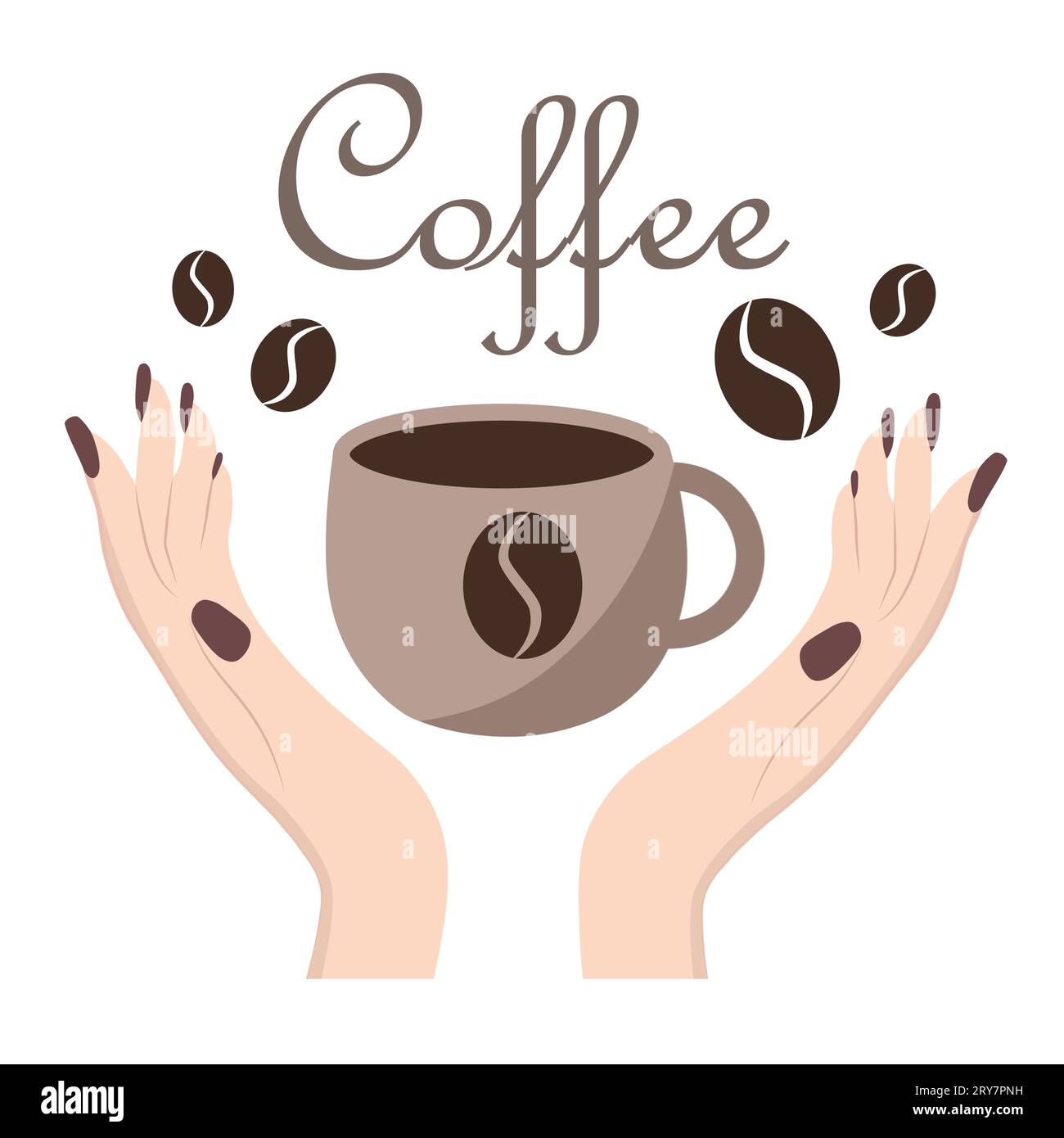 Eine Tasse Kaffee in der Hand Stock Vektor