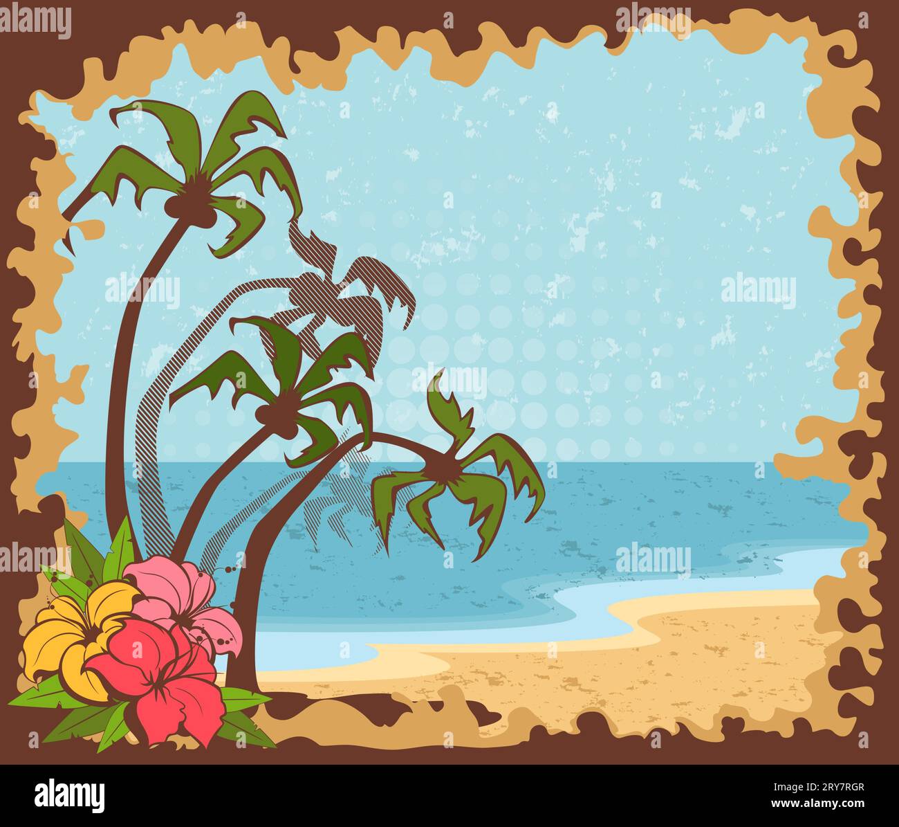 Sonnenuntergang an einem Sommerstrand für ein Design Stockfoto