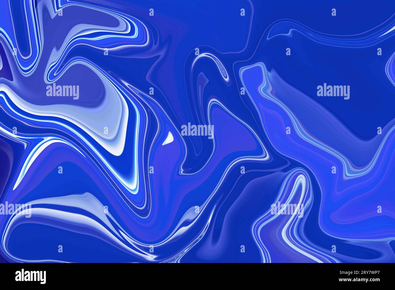 Fesselndes Design mit abstraktem Hintergrund mit blau-weißen Farbwirbeln Stockfoto