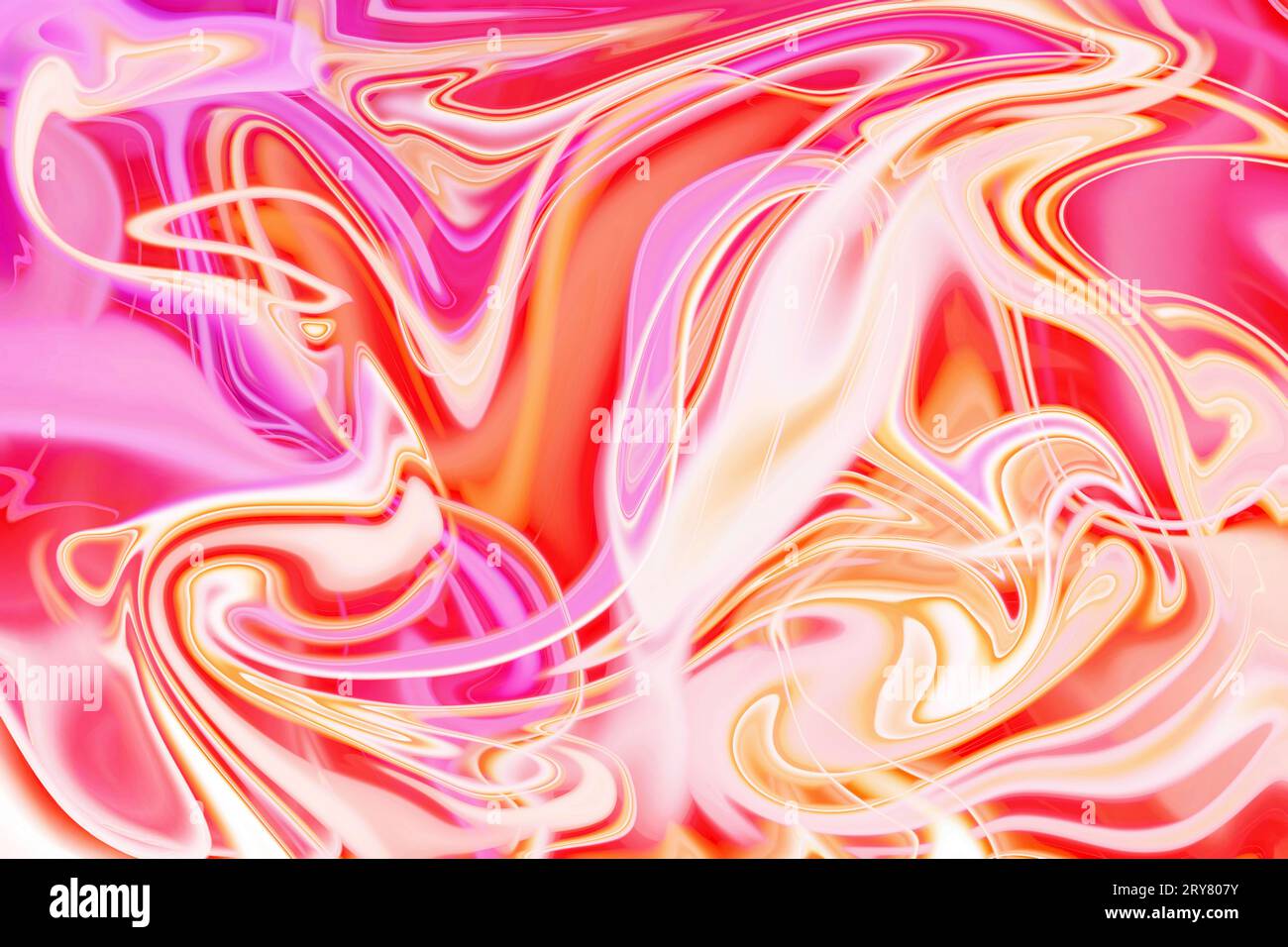 Wirbelnde Farben und dynamische Muster entstehen, während trendige Neonfarben und psychedelische Streifen auf einem strukturierten Neonhintergrund tanzen Stockfoto