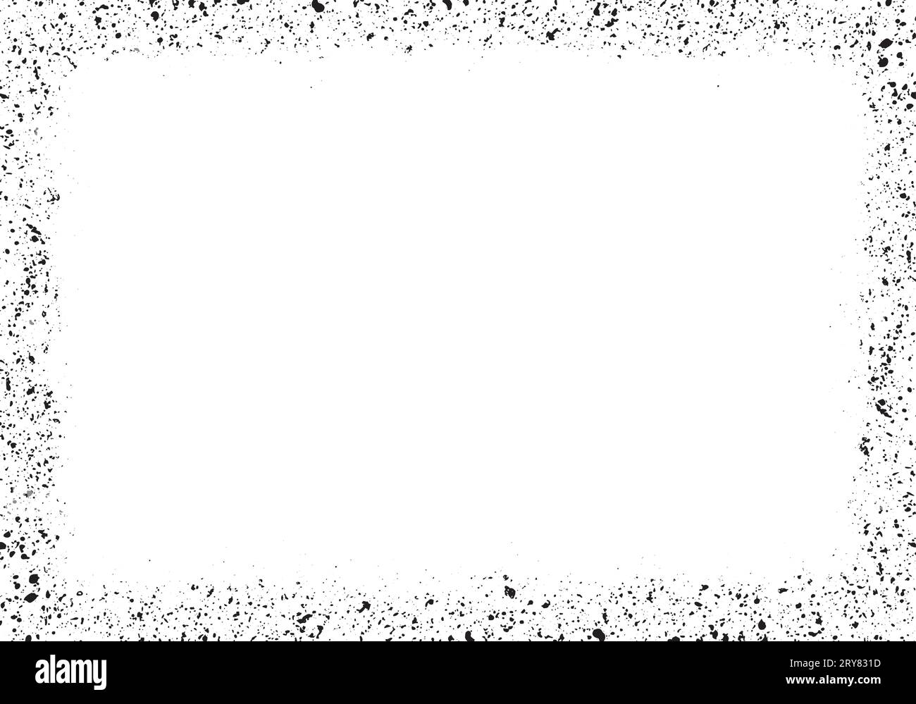Abstrakte Rahmenressource mit schwarzer Farbspritzer-Textur, rahmenförmiger Spritzer. Schmutzige Textur. Echter Farbspritzer, mit Sprühfarbe überspritzt Stock Vektor
