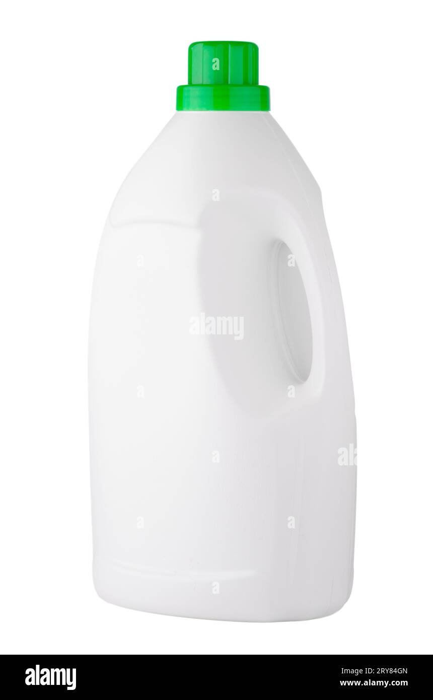 Weiße Kunststoffflasche mit Reinigungsmittel Stockfoto