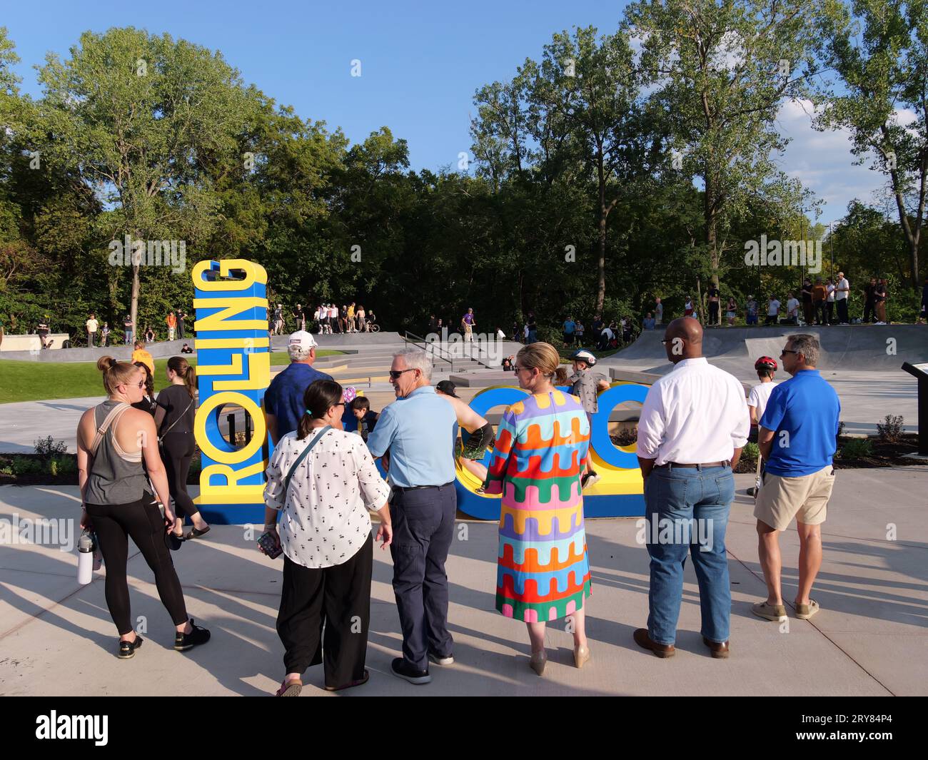 Lenexa, Kansas – 12. September 2023: Eröffnung des Rolling Magic Skatepark Grand im SAR Ko Par Park Stockfoto