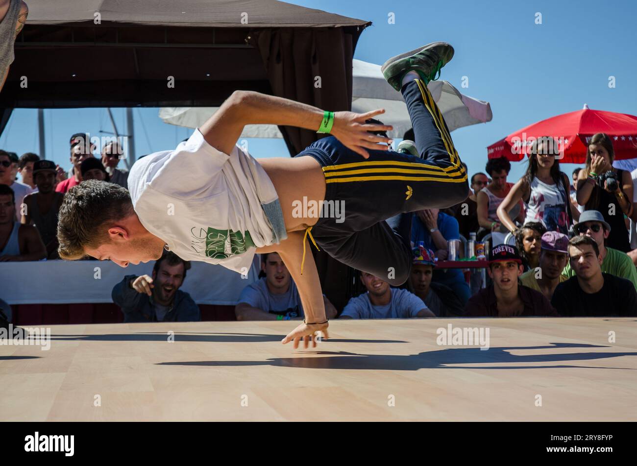 B-Boying Crews warm-up Stockfoto