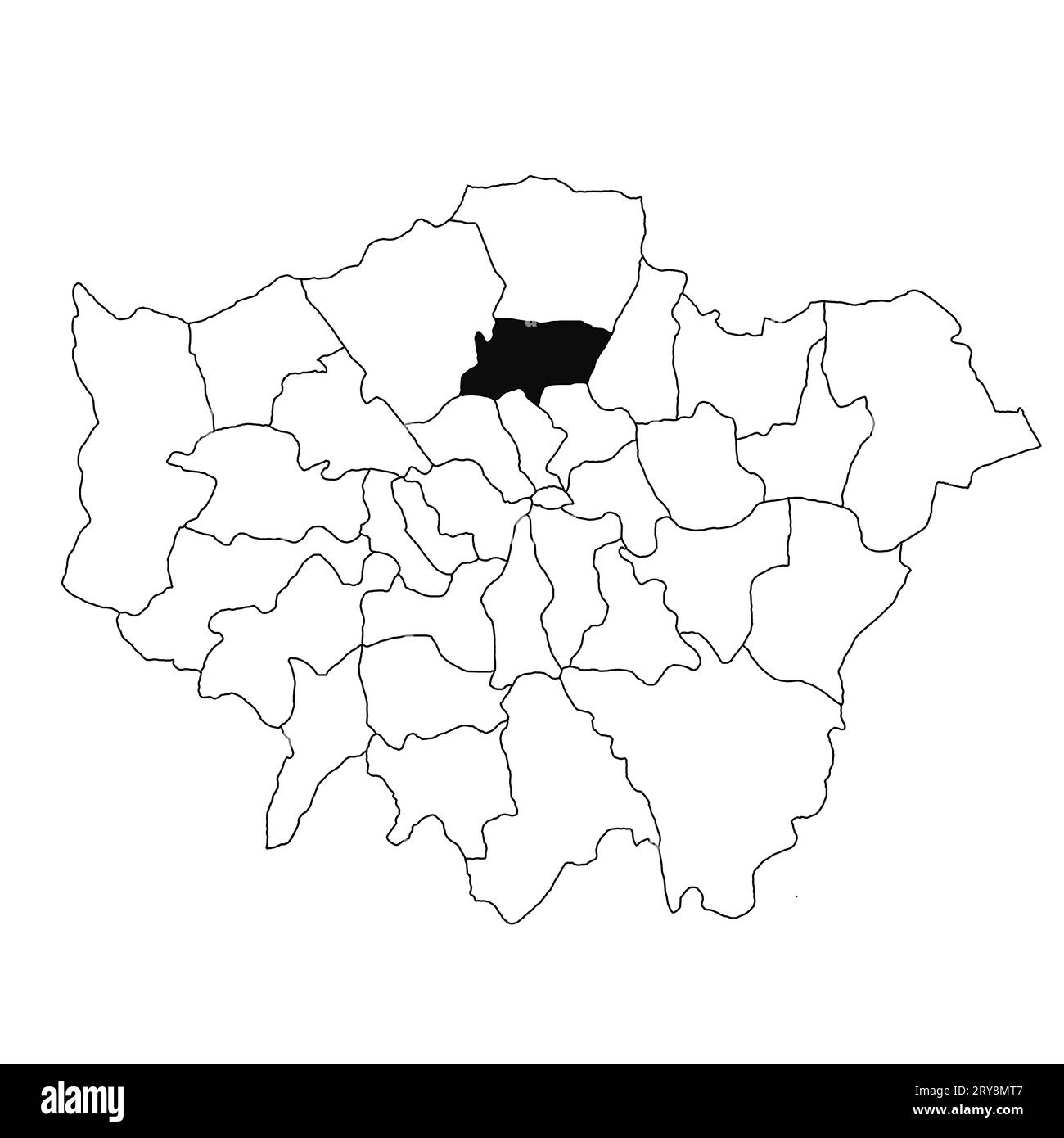 Karte von haringey im Großraum London auf weißem Hintergrund. Single County Karte, schwarz hervorgehoben auf Greater London, England administrativ Stockfoto