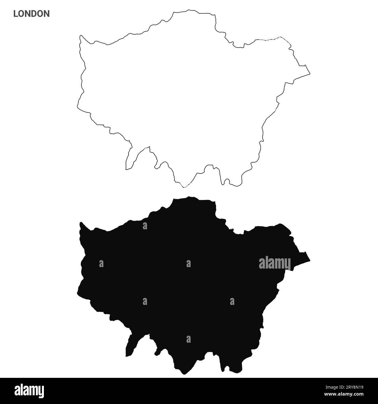 Greater London Administrative Map Set – unbeschriftete Bezirke oder Bezirke Stockfoto