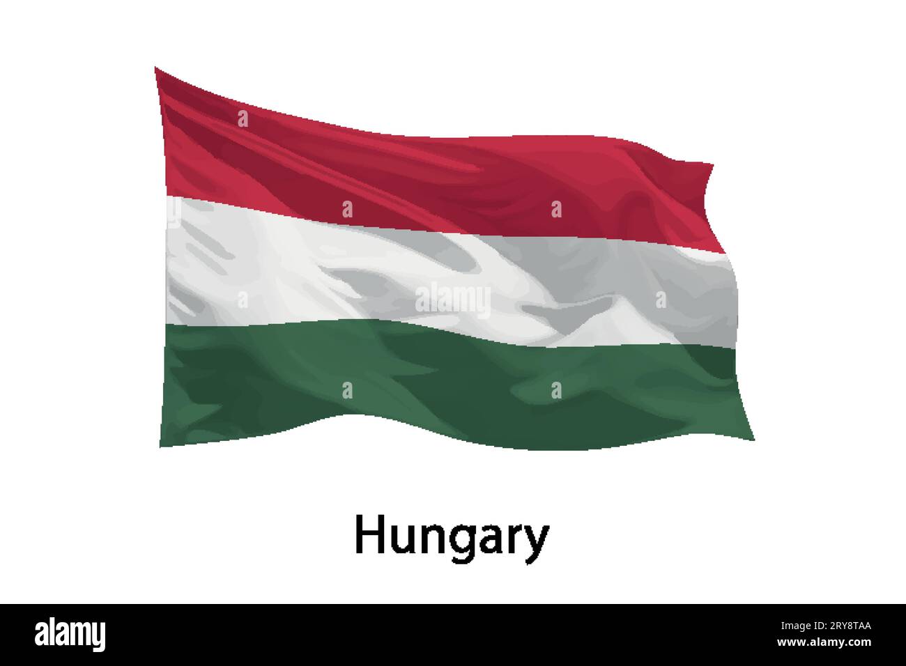 3D realistische wehende Flagge Ungarns isoliert. Vorlage für das iposter-Design Stock Vektor