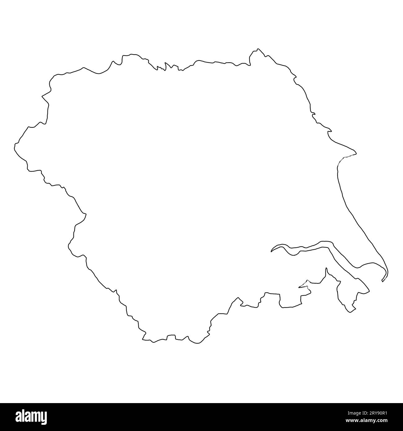 Die Umrisskarte von Yorkshire and the Humber ist eine Region Englands mit Grenzen Stockfoto