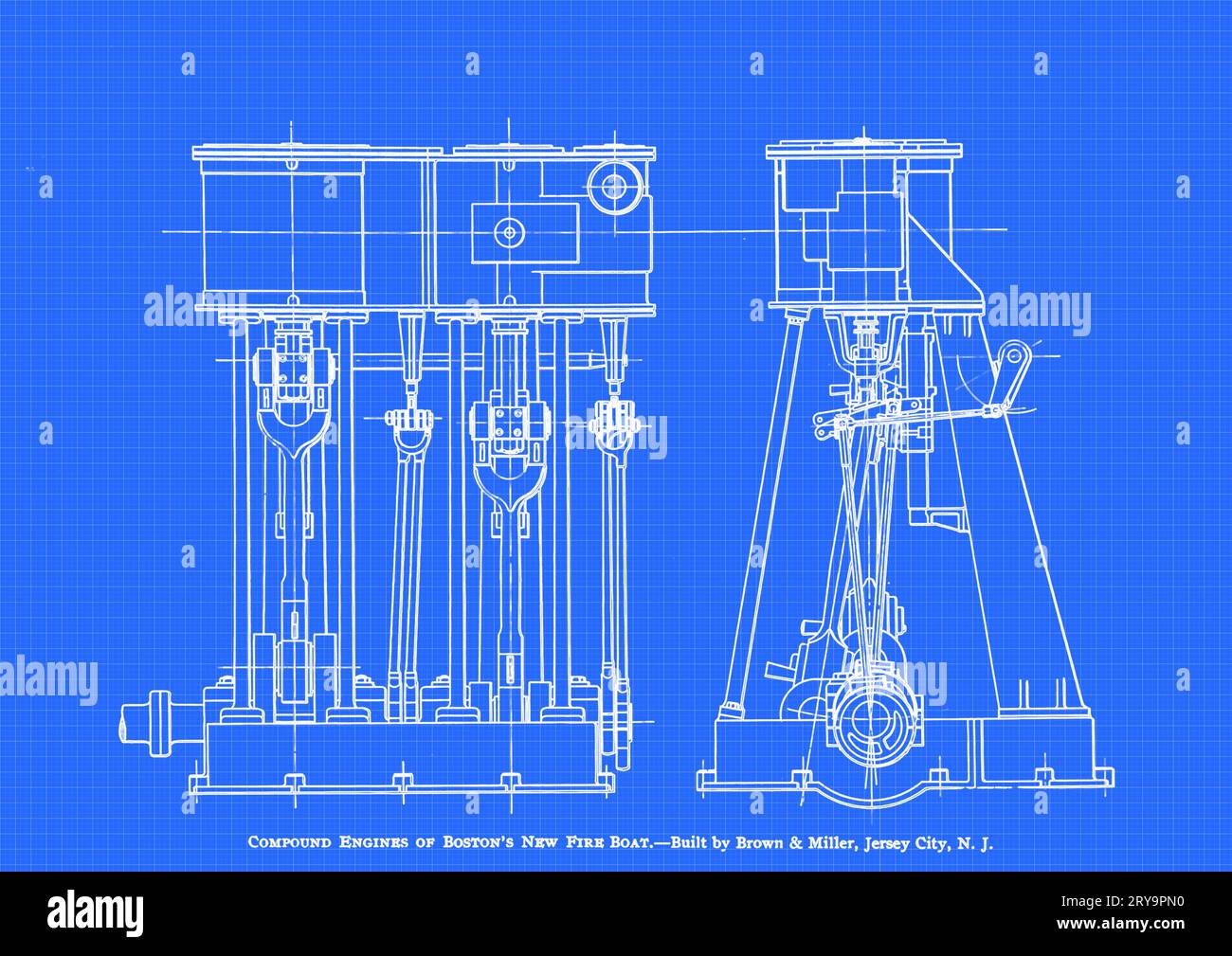 Compound Engine Blueprint, Abbildung Stockfoto