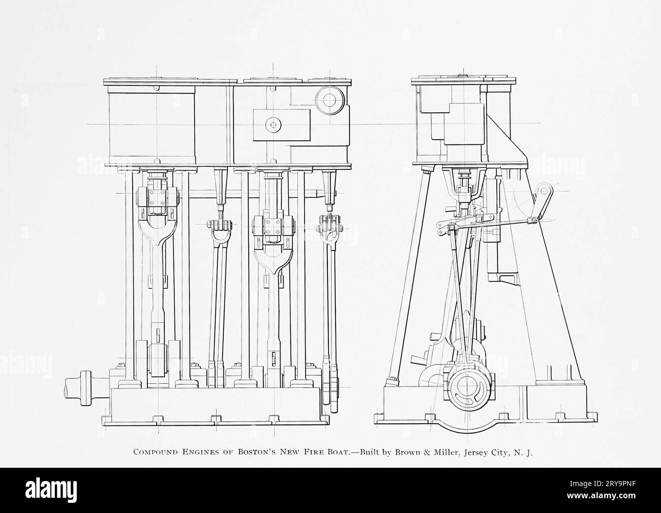 Compound Engine Blueprint, Abbildung Stockfoto