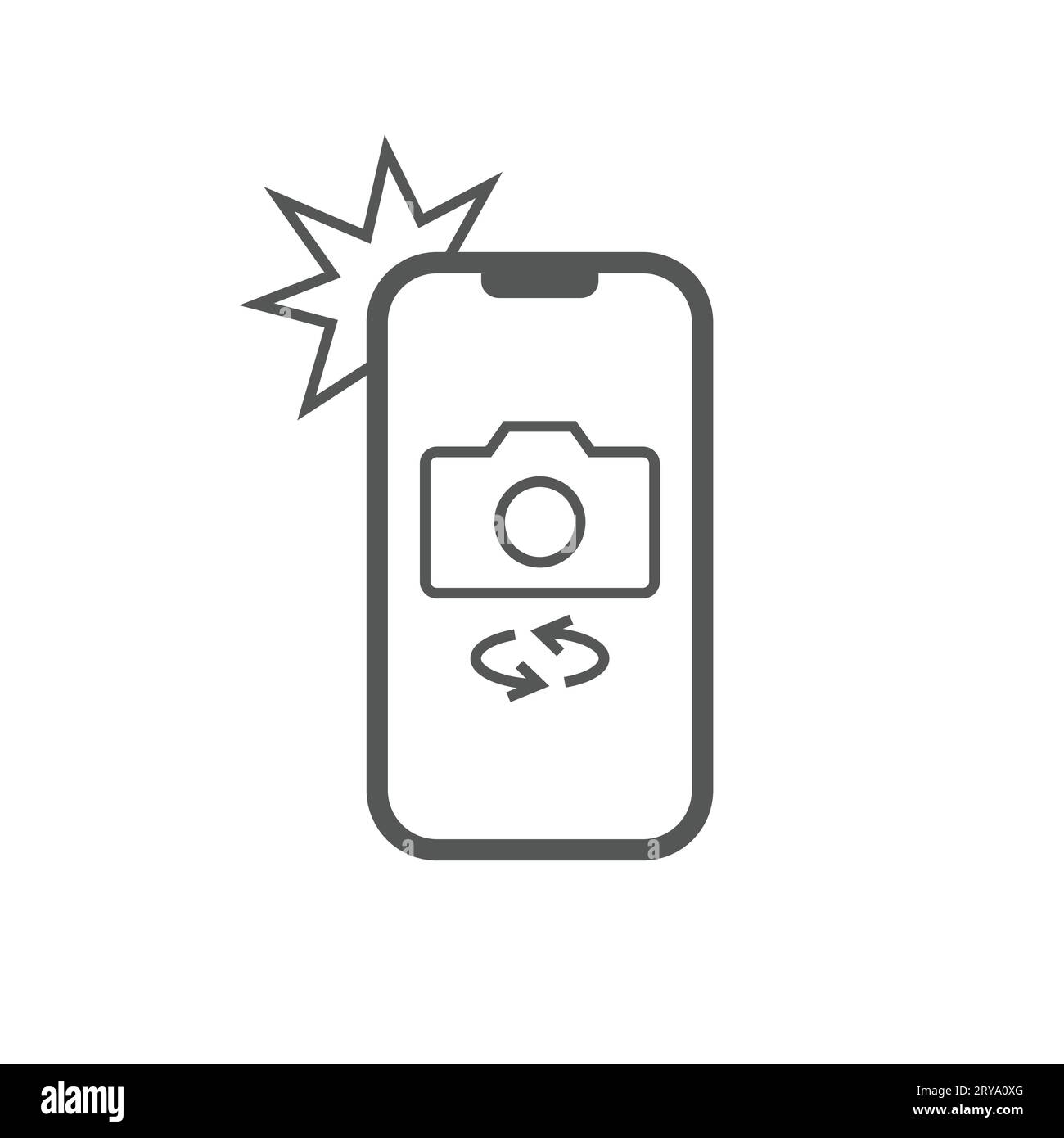 Simple icon Smartphone mit Kamera und Blitz. Modernes Telefon mit  Fotoschild für Webdesign. Vektorumrisselement isoliert. EPS 10  Stock-Vektorgrafik - Alamy