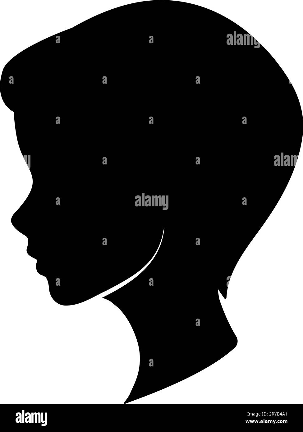 Mädchen Kopf Profil Silhouette Avatar. Vektorillustration Stock Vektor