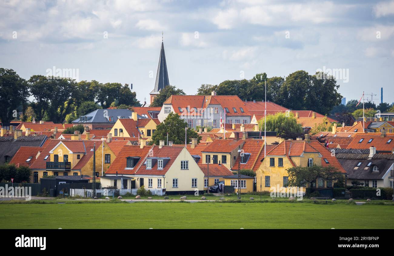 Typische farbenfrohe Häuser in Dragor, Dänemark Stockfoto