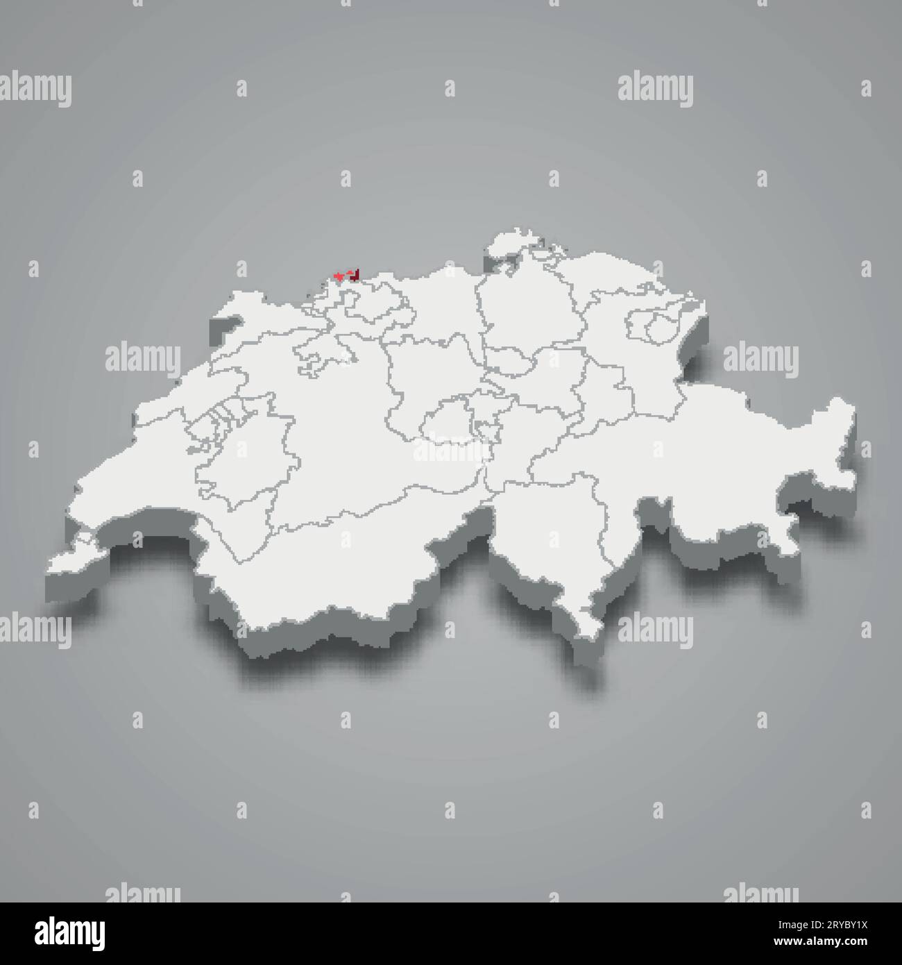 Basel-Stadt Kantonstandort innerhalb der Schweiz 3D isometrische Karte Stock Vektor