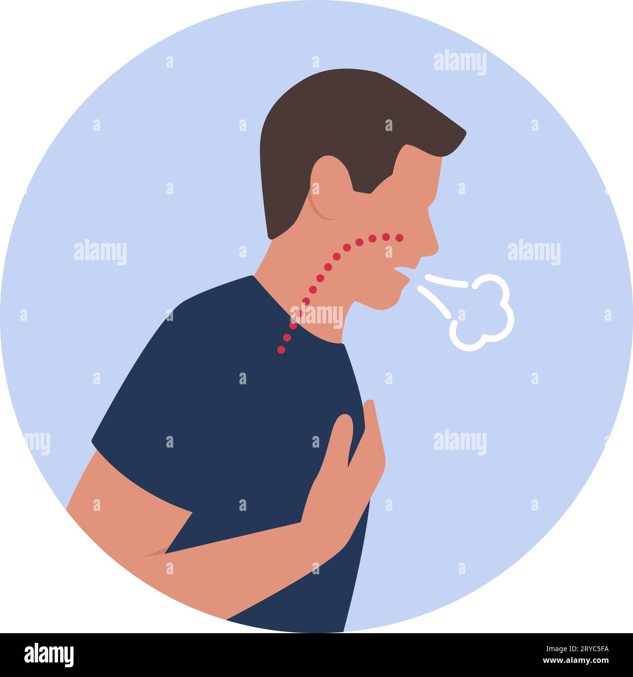Kurzatmigkeit und Lungenerkrankung, Mann mit Atembeschwerden und Brustschmerzen, isoliertes Symbol Stock Vektor