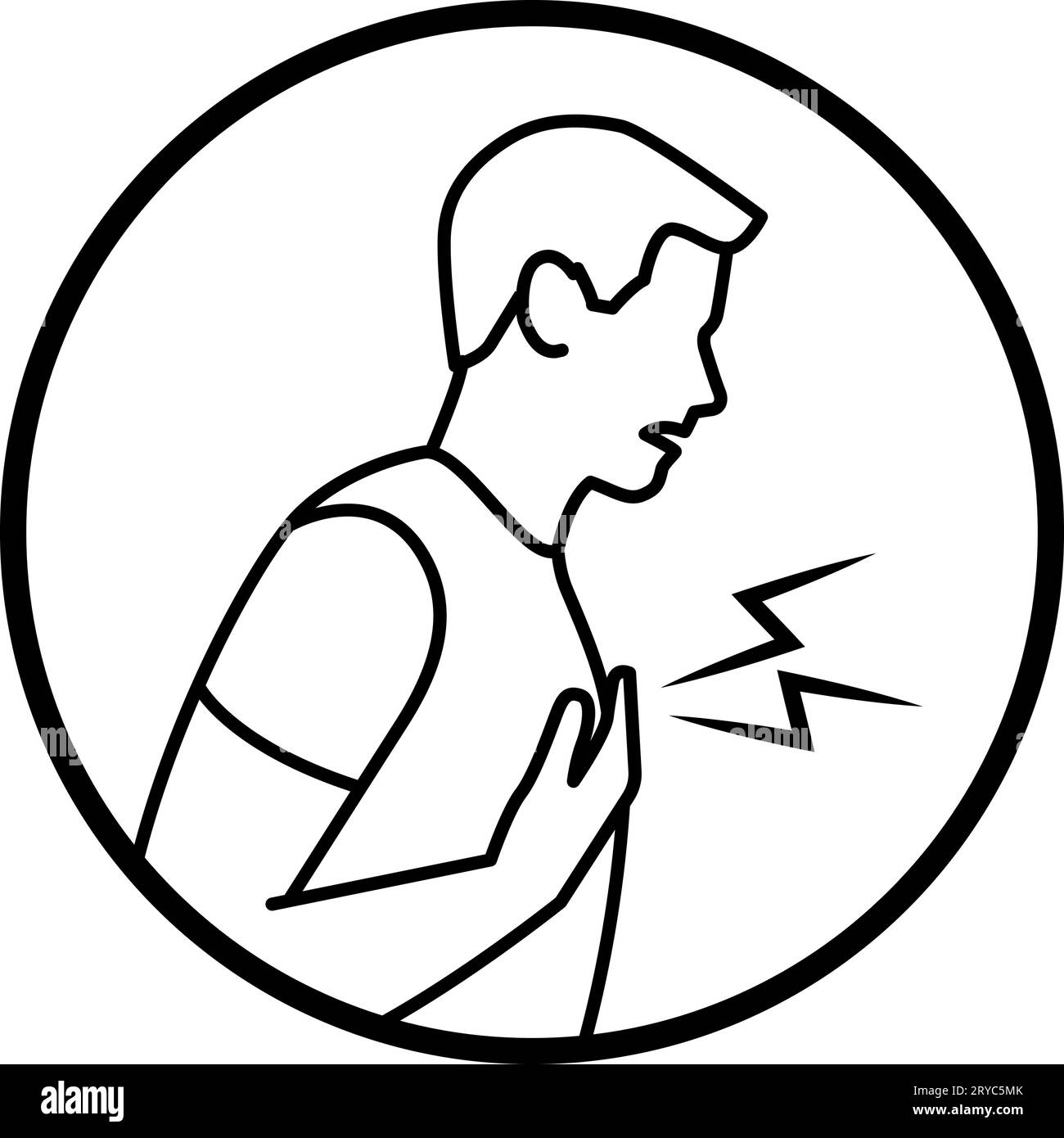 Mann mit Brustschmerzen oder Herzinfarkt, isoliertes Symbol Stock Vektor