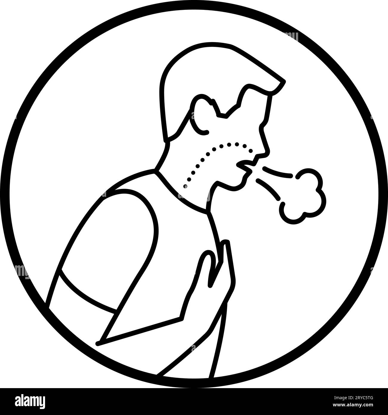 Kurzatmigkeit und Lungenerkrankung, Mann mit Atembeschwerden und Brustschmerzen, isoliertes Symbol Stock Vektor