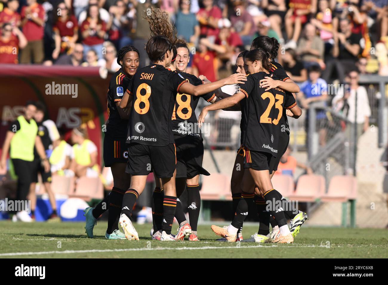 Rom, Italien. September 2023 30. Martina Tomaselli von A.S. Roma Women feiert am 30. September 2023 im Tre Fontane Stadium in Rom, Italien, während des 2. Tages der Serie A Championship zwischen A.S. Roma Women - Como Women 3-0. Quelle: Unabhängige Fotoagentur/Alamy Live News Stockfoto