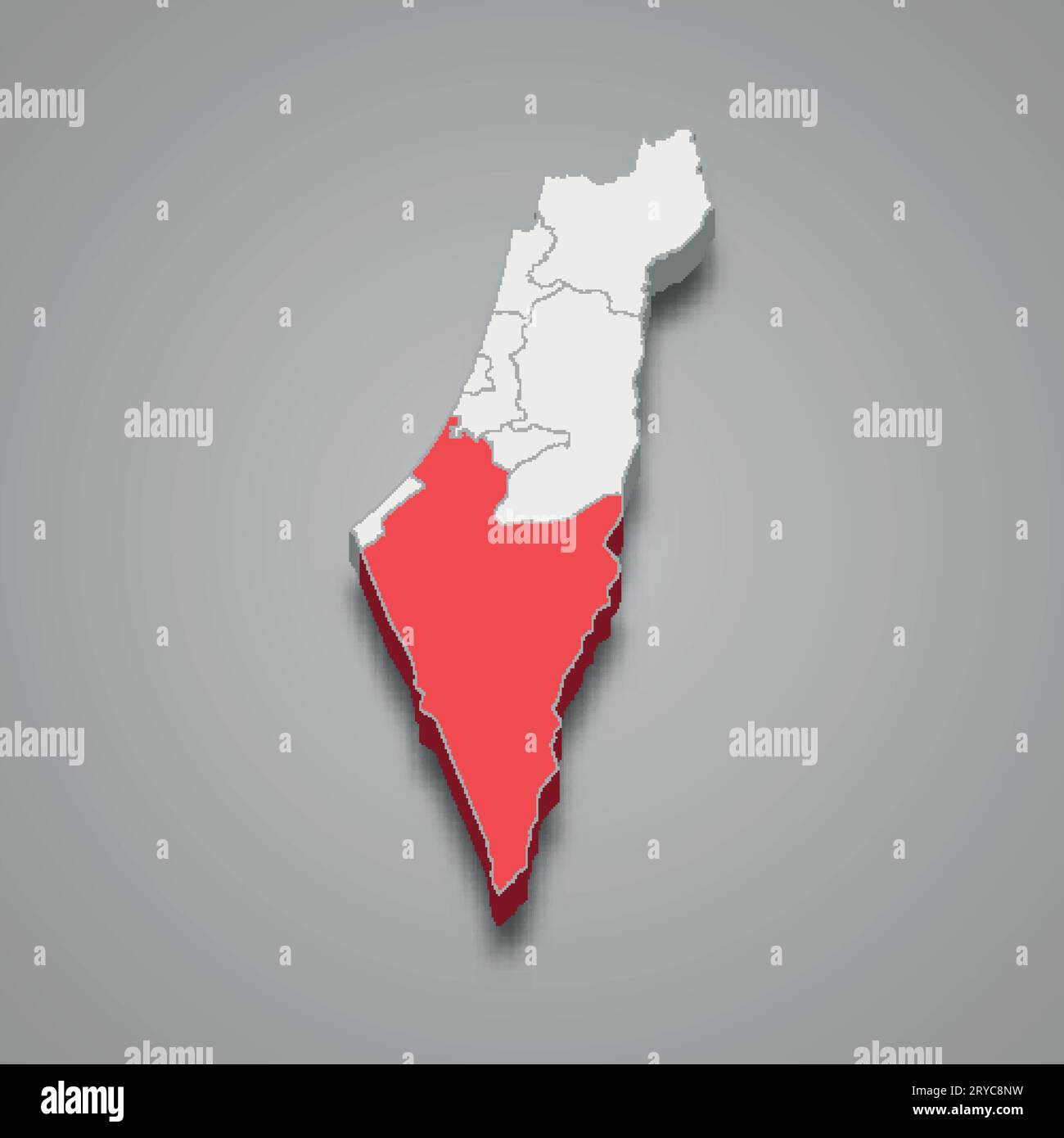 Lage des südlichen Bezirks innerhalb der Israel 3D-isometrischen Karte Stock Vektor