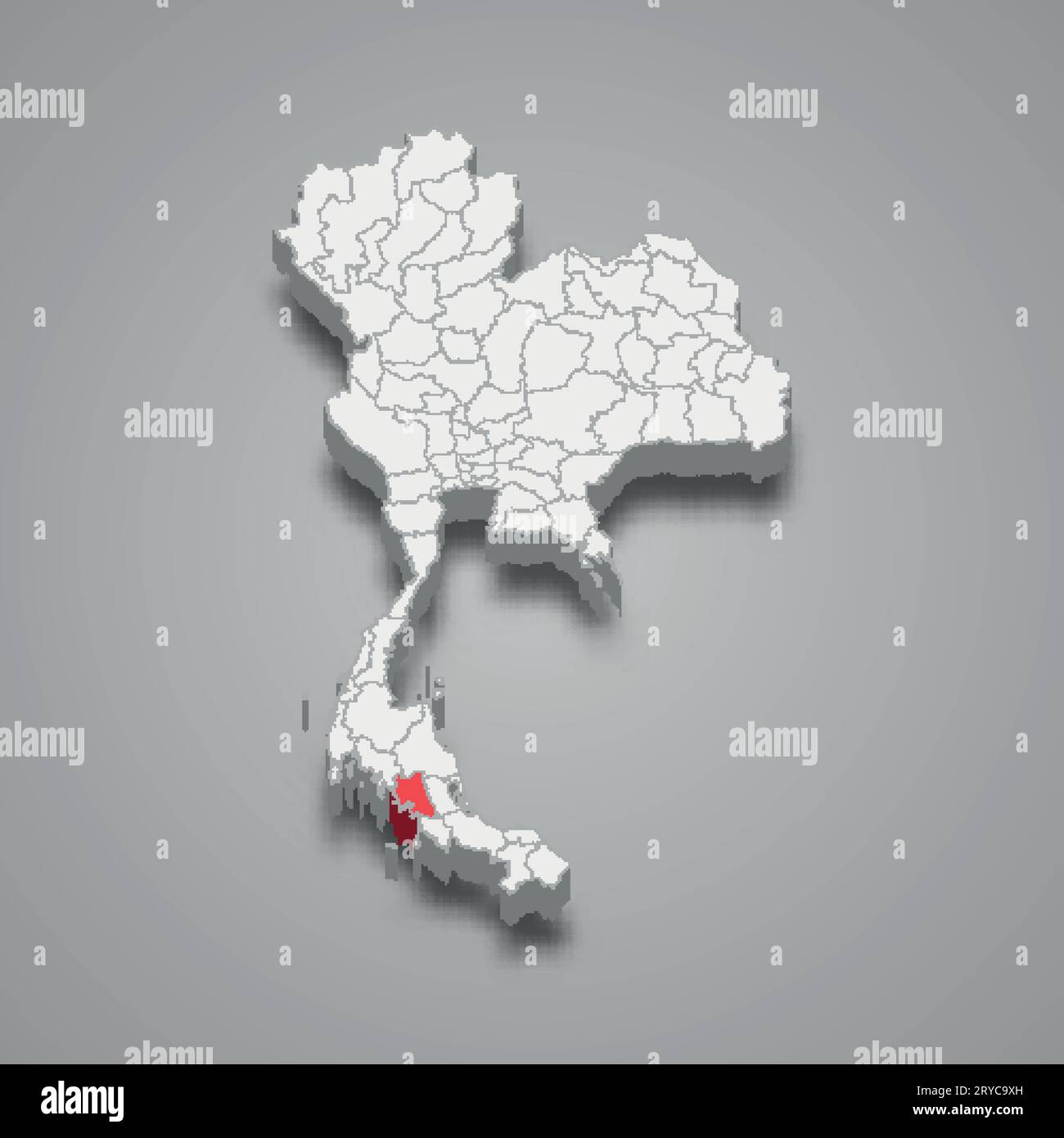 Trang Provinz Lage Thailand 3D isometrische Karte Stock Vektor