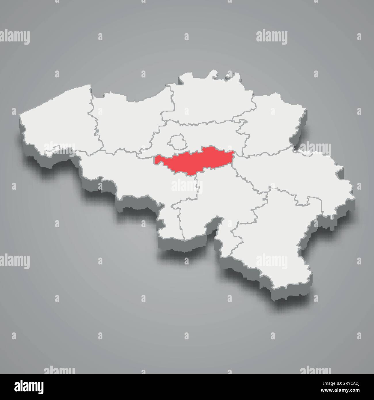 Wallonisch-Brabant, Lage innerhalb der belgischen 3D-isometrischen Karte Stock Vektor