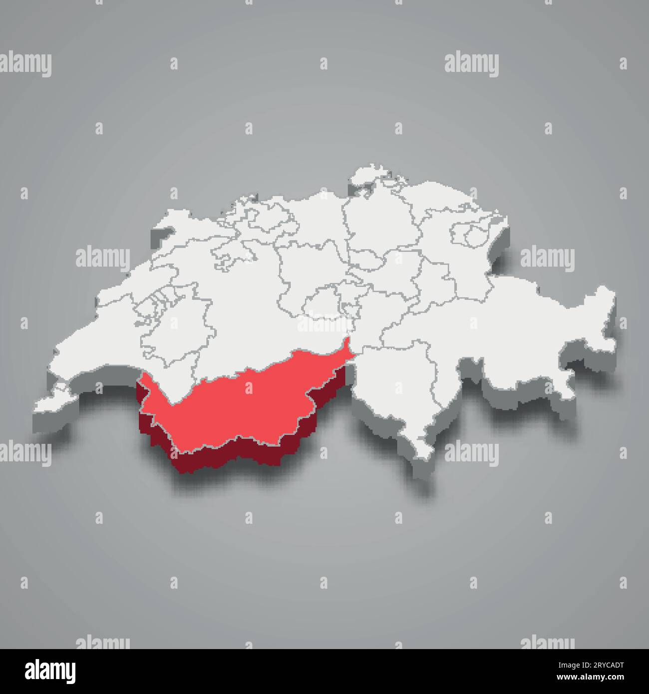 Walliser Kantonstandort in der Schweiz 3D isometrische Karte Stock Vektor