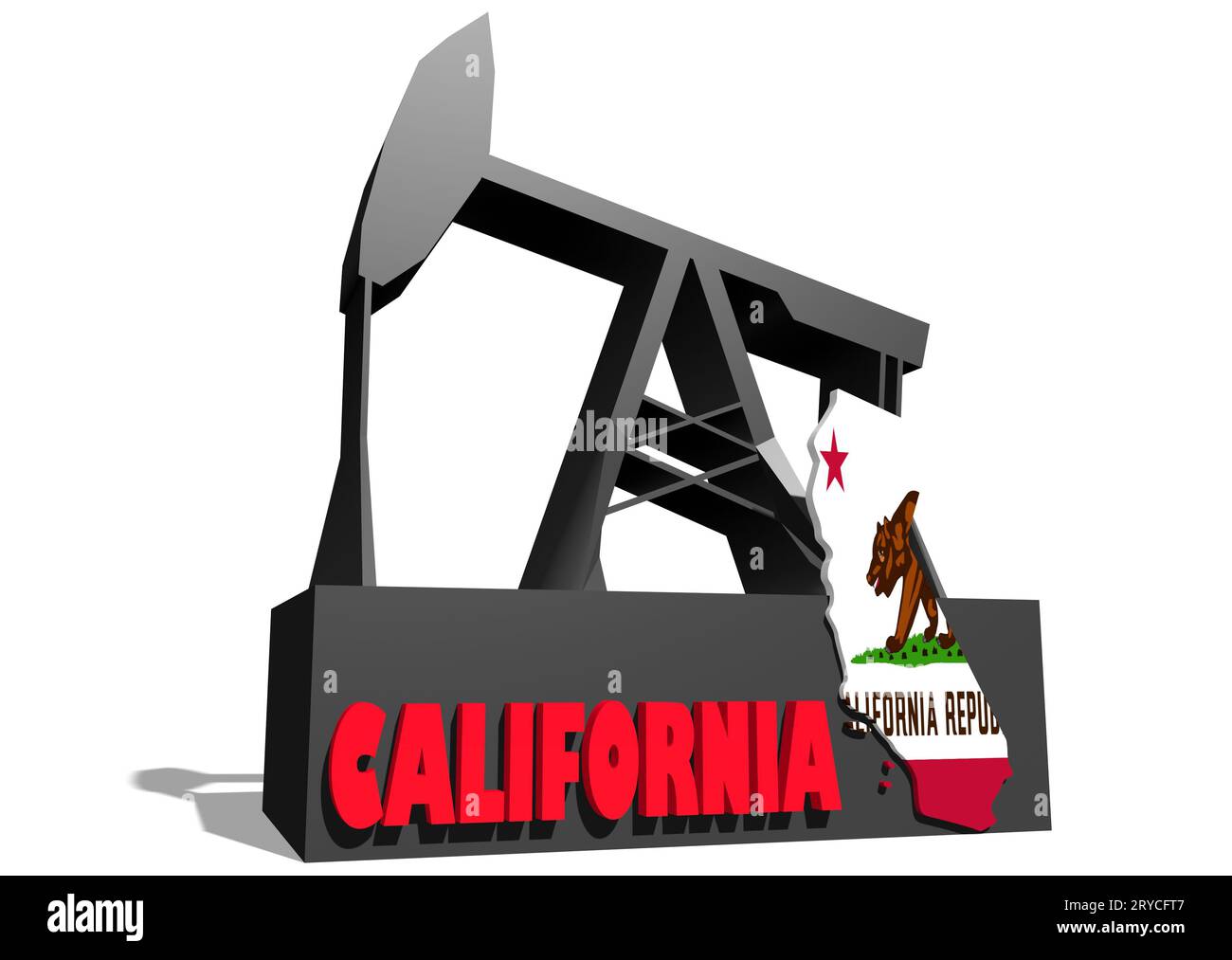 Ölpumpe und Kalifornien Karte Stockfoto
