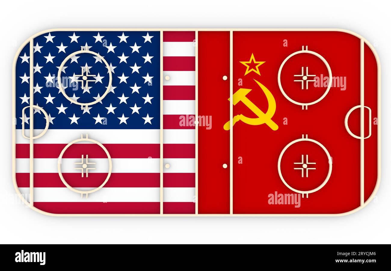 USA vs UDSSR. Eishockey Geschichte Wettbewerb Stockfoto