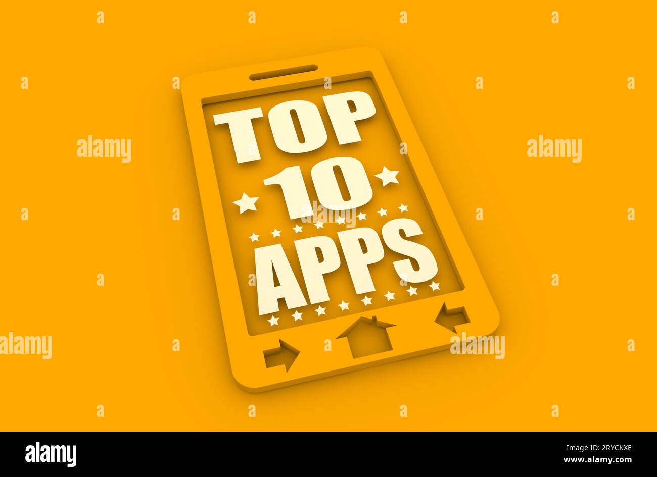 Top 10 apps Text auf Handy-Bildschirm. Stockfoto