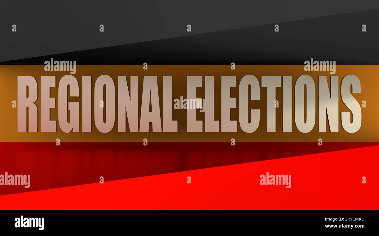 Text der Regionalwahlen zum Hintergrund der deutschen Flagge Stockfoto Text der Regionalwahlen zum Hintergrund der deutschen Flagge Stockfoto