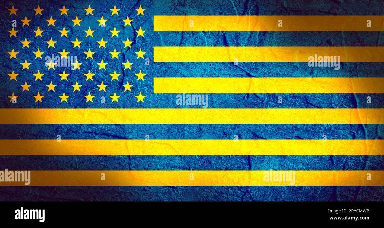 USA und ukraine gemischte Flagge Stockfoto