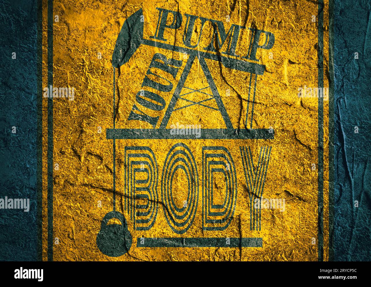 Pumpen Sie Ihren Körper. Motivation für Fitnessstudio und Fitness – Zitat. Stockfoto