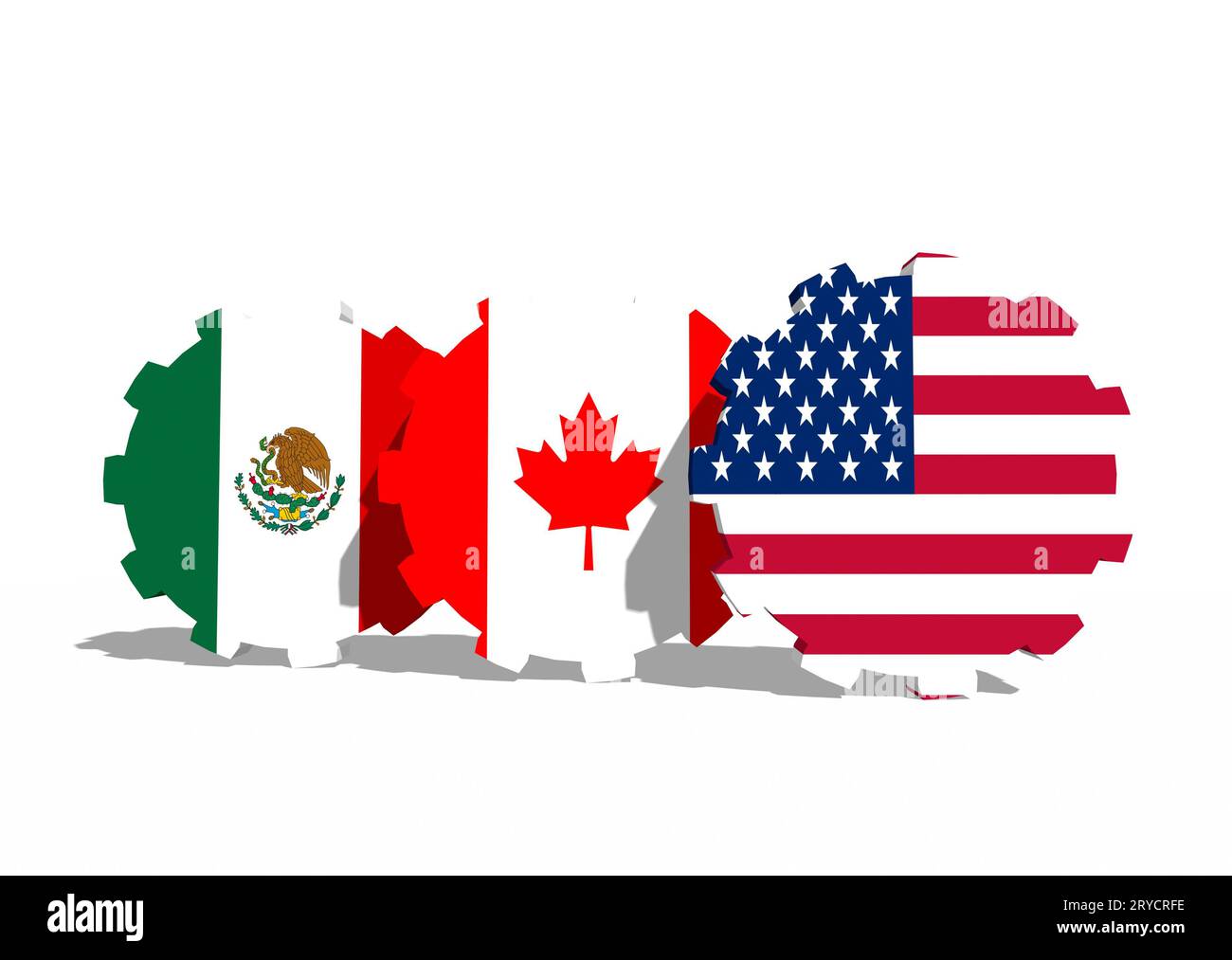 North American Free Trade Agreement Mitglieder Nationalflaggen Stockfoto