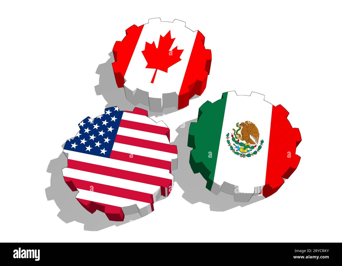 North American Free Trade Agreement Mitglieder Nationalflaggen Stockfoto