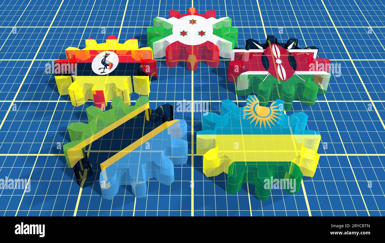 East African Community Mitglieder Nationalflaggen Stockfoto